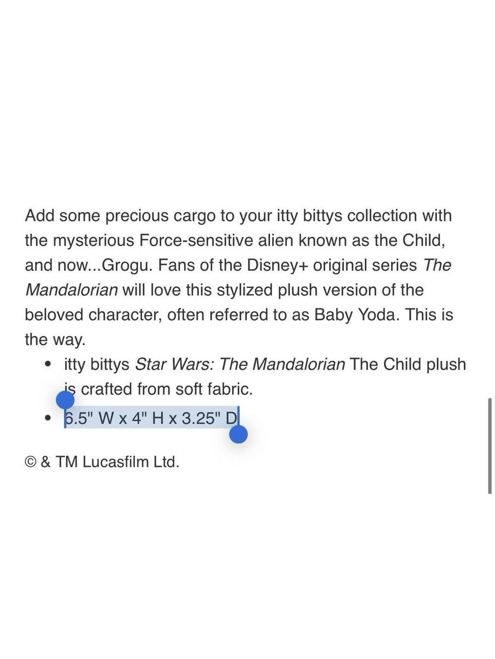 Hallmark itty bittys Star Wars: The Mandalorian Grogu Plush Baby Yoda The Child - Picture 8 of 8